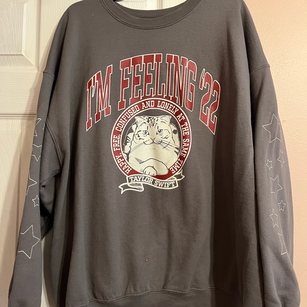 Taylor Swift Gray Crewneck Sweater with Graphic Design
